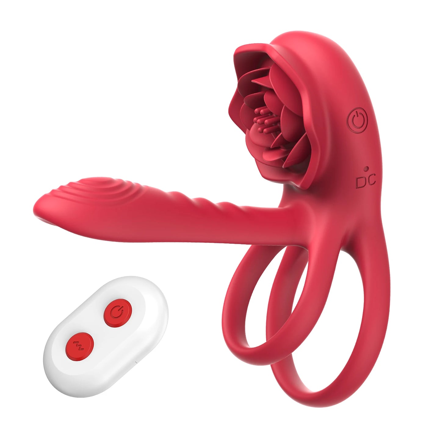 Vibrating Cock Ring with Rose Clit Stimulator