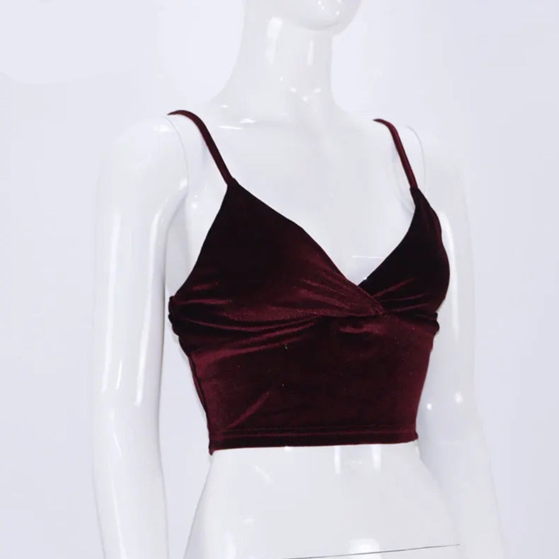 Wine Red Velvet Top