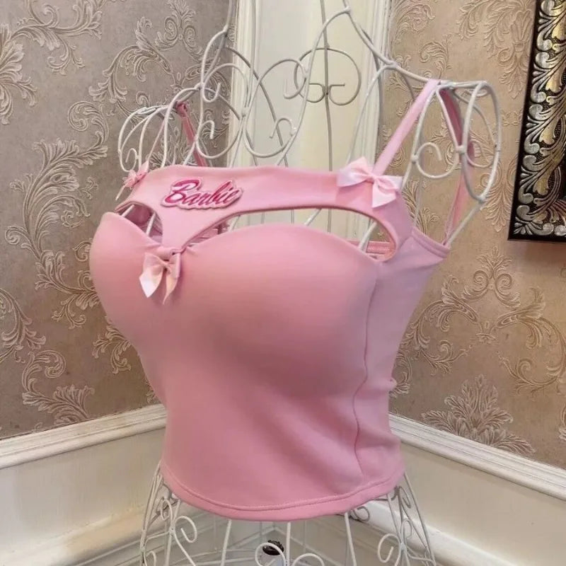 Sweet Barbie Bowknot Embroidered Camisole